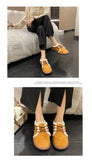 Korean Shoes Female Footwear Loafers Fur Low Heels Casual Sneaker 2022 Dress Cross Winter Cross-tied Fabric Rubber Basic Cotton