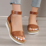 Strap Wedge Sandals for Women Summer High Heel Open Toe Buckle Gladiator Shoes Woman Non Slip Platform Sandals Female