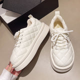 Winter Shoes Women Female Footwear Round Toe Clogs Platform Casual Sneaker Dress New Cross Small Creepers Lace-Up Cross-tied Sol