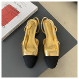 Classic Elegant Mixed Color Slingback Sandals Women Elastic Band Back Strap Flat Ballet New Design Shoes Brand Mule Office