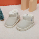 Winter Baby Snow Boots Leather Warm Plush Infant Shoes Zip Side Soft Sole Fashion Toddler Boys Girls Boots 15-25