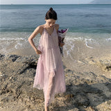 Summer Purple Maxi Halter Dress Women Long Elegant Flowy Casual Beach Dresses for Wedding Guest Bridesmaid Birthday Prom