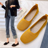 Women's Ballet Flats Knitting Casual Shoes Slip-on Cute Ballerina Not Casual Leather Without Heels Comfortable Free Shipping