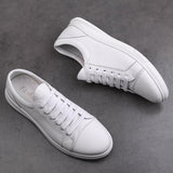Genuine Leather Men Shoes Brand White High Quality  Casual Shoes For Men Laces Up Summer Breathable Walk Shoes Fashion Sneaker