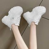 White Black Chunky Sneakers Women Spring Autumn Thick Bottom Dad Shoes Woman Fashion PU Leather Platform Sneakers Ladies