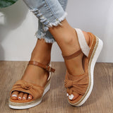 Wedge Sandals for Women Summer Peep Toe Non Slip Gladiator Shoes Woman Fashion Bowtie Platform