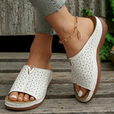 Casual Plus Size 44 Platform Slippers Women Summer Metal Decoration Wedge Sandals Woman  Non Slip Beach Flip Flops