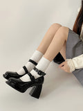 Spring Autumn Retro Mary Jane shoes New beige white high heel Lolita shoes college girls platform shoes Women sandals