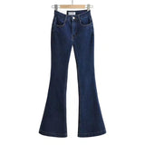 Casual Bell Bottom Pants Jeans for Women Blue Elastic Fashion Y2K Trousers Autumn New High Waisted Flare Jeans