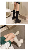 Boots Round Toe Sexy Thigh High Heels High Sexy Boots-Women Shoes Zipper Winter Footwear Mid Calf Med Over-the-Knee Lolita