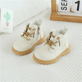 Spring Baby Boots Leather British Style Boys Fashion Boots Rubber Sole Zip Side Toddler Girls Ankle Boots 15-25