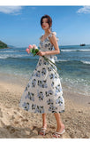 Pphmm Summer White Midi Slip Dress Women 2022 Long Elegant Floral Boho Hawaiian Beach Dresses for Wedding Guest Birthday Prom