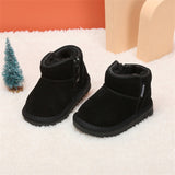 Winter Baby Snow Boots Leather Warm Plush Infant Shoes Zip Side Soft Sole Fashion Toddler Boys Girls Boots 15-25