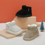 Winter Baby Snow Boots Leather Warm Plush Infant Shoes Zip Side Soft Sole Fashion Toddler Boys Girls Boots 15-25