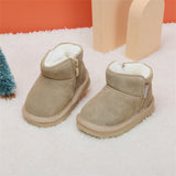 Winter Baby Snow Boots Leather Warm Plush Infant Shoes Zip Side Soft Sole Fashion Toddler Boys Girls Boots 15-25