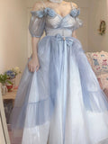 Flower Wedding Lolita Dress Light Gradient Blue Rose Fairy Princess Kawaii Sweet Elegant Lolitas Tea Party Dresses Victorian