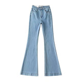 Casual Bell Bottom Pants Jeans for Women Blue Elastic Fashion Y2K Trousers Autumn New High Waisted Flare Jeans