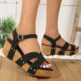 Brand Design Chunky Platform Sandals for Women Summer Buckle Strap Wedge Sandles Woman Rivet Thick Sole Gladiator Sandalias