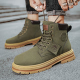 Designer Men Leather Ankle Boots Fashion Motorcycle Work Shoes Men Casual Boots Tooling Winter Shoes