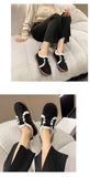 Korean Shoes Female Footwear Loafers Fur Low Heels Casual Sneaker 2022 Dress Cross Winter Cross-tied Fabric Rubber Basic Cotton