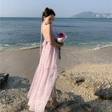 Summer Purple Maxi Halter Dress Women Long Elegant Flowy Casual Beach Dresses for Wedding Guest Bridesmaid Birthday Prom