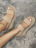New Minimalist Slingback Wedge Sandals Outdoor Summer Lightweight Slides Solid Color Thick Bottom Ladies Shoes Female Sandals