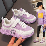 Spring New Kids Sneakers PU Girls Casual Mesh Solid Pink Light Boys White Hook & Loop Children Non-slip Sports Shoe Fashion