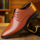 Fashion Men Shoes British Style Soft Bottom Casual Pu Leather Waterproof Comfortable Business  Formalmen Lace-Up Shoes
