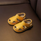 Summer Infant Shoes Genuine Leather Closed Toe First Walker Soft Sole Cut-outs Fashion Baby Girls Boys Sandals