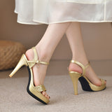 Gold Silver Glitter High Heel Sandals for Women Summer Ankle Strap Platform Pumps Woman Sexy Stiletto Heeled Party Shoes