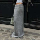 Knitted High Waist Long Skirts For Women Retro Casual Loose Maxi Skirt Women's Autumn Winter Elegant Skirt Female