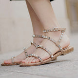 Rivet Strong Flat Women Sandals Fashion Shoes Lightweight Non-slip Sabot Women's Summer Designer Studded Sandals